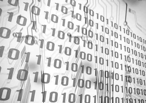 Binary code on circuit board 스톡 사진