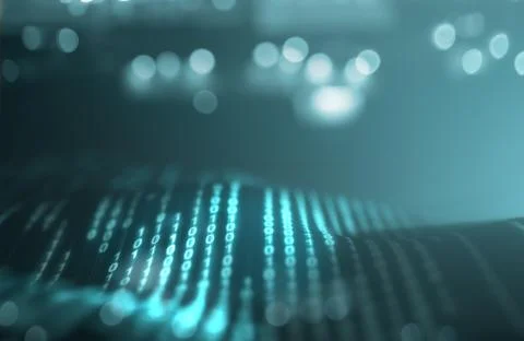 Binary code close up design.3d rendering Stock Illustration