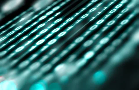 Binary code close up design.3d rendering Stock Illustration