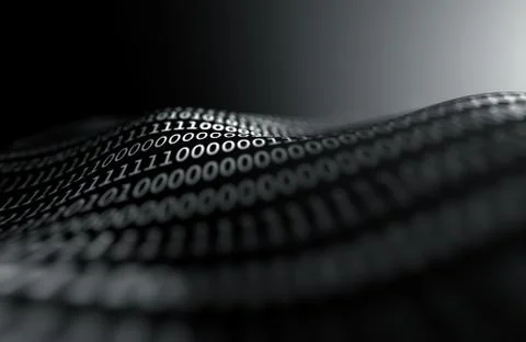 Binary code close up design.3d rendering Illustrazione stock