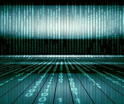 Binary code close up design.3d rendering. Stock Illustration