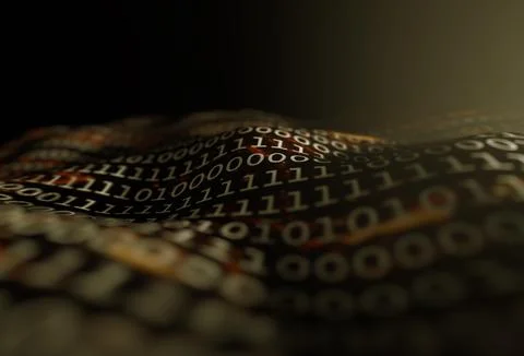 Binary code close up design.3d rendering. Stock Illustration