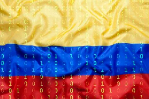 Binary code with Colombia flag, data protection concept イラスト素材