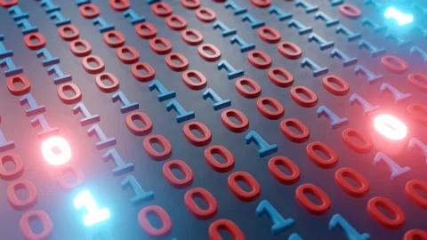 Binary Code with Colorful Numeric Symbols with Depth of Field (DOF) Effect.  Stockillustratie