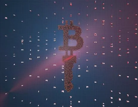 Binary code composed of bitcoin, network financial technology Illustrazione stock