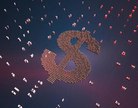 Binary code composed of dollars, online financial technology 库存插图