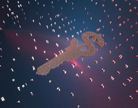 Binary code composed of dollars, online financial technology 库存插图