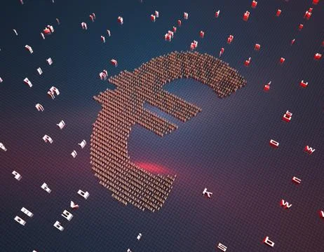 Binary code composed of euros, online financial technology Illustrazione stock