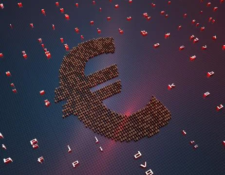 Binary code composed of euros, online financial technology Illustrazione stock