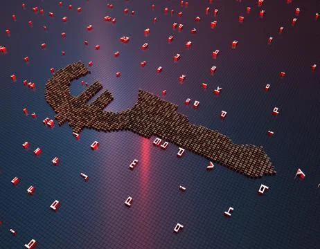 Binary code composed of euros, online financial technology Illustrazione stock
