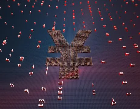 Binary code composed of RMB, online financial technology 스톡 일러스트