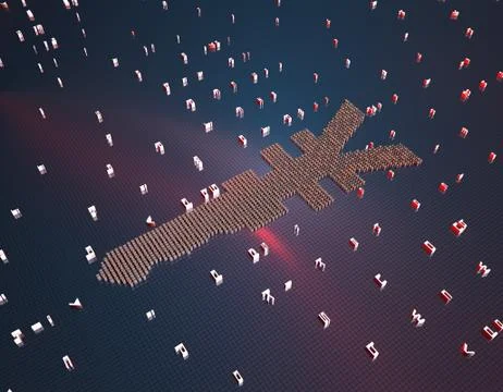 Binary code composed of RMB, online financial technology Illustrazione stock