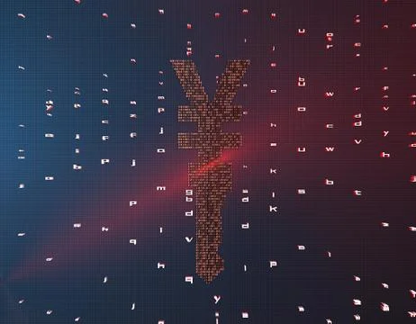 Binary code composed of RMB, online financial technology Illustrazione stock