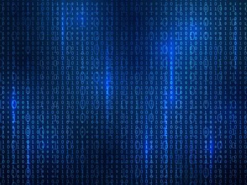 Binary code. Computer matrix code falling digits random numbers. Hacker coding Stock Illustration