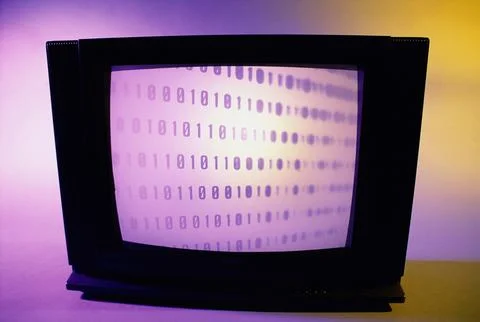 Binary code on a computer monitor Stock Photos