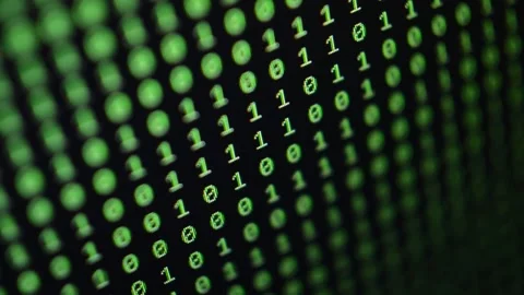 Binary code on computer. programming web software on computer Stock Footage 202523586