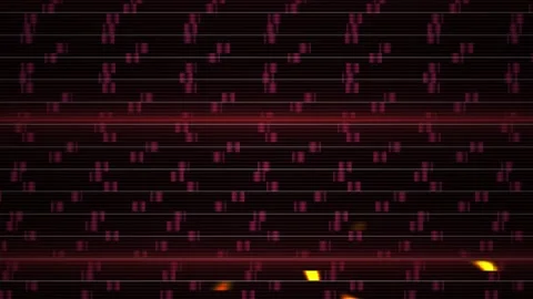 Binary code on computer screen with red and yellow lights. Видео 336226364