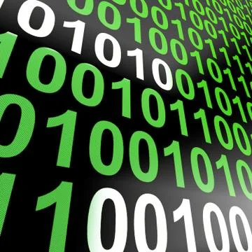 Binary code on computer screen showing technology and programming Illustrazione stock