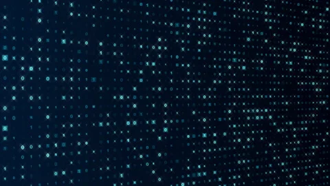 Binary code computer on streaming background Stockbeeldmateriaal 348473143