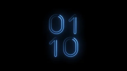 Binary code concept with glowing blue numbers zero and one on black backgroun Video stock 314544541