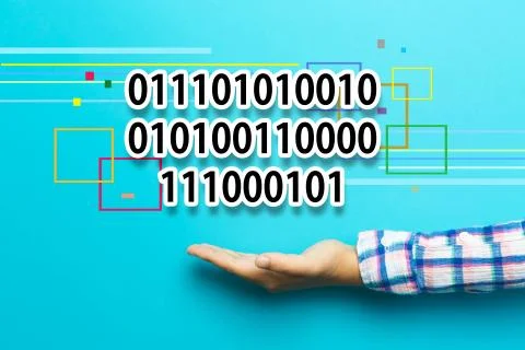 Binary Code concept with hand Stock Illustration