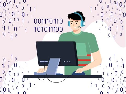 Binary Code Concept Illustration 스톡 일러스트