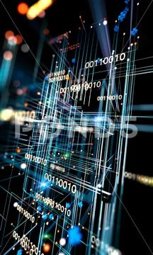 Binary code concept pattern and big data structure. 스톡 일러스트