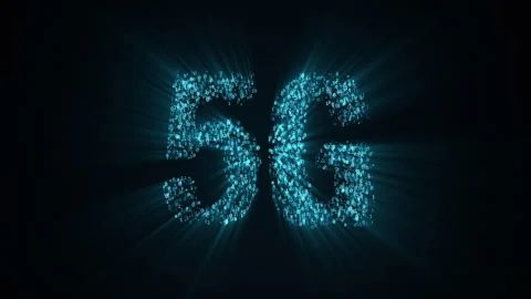 Binary code creating a 3D 5G letters shape on black background Stock Footage 281429375
