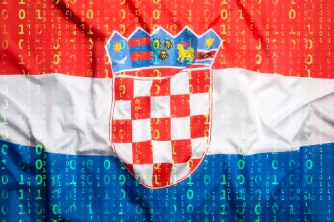 Binary code with Croatia flag, data protection concept 스톡 일러스트