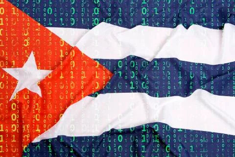 Binary code with Cuba flag, data protection concept イラスト素材