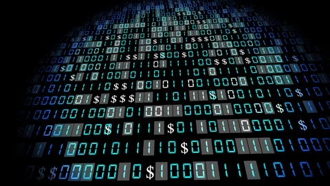Binary code with currency symbol. Binary code with dollars and numbers. Video stock 115592287