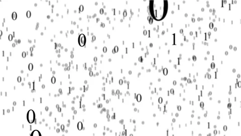 Binary code in cyberspace. Black zero and a one on a white background. Animat Stock Footage 89581452
