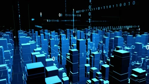 Binary code in cyberspace. Digital transformation concept. 3D rendering. Stock Footage 143175343