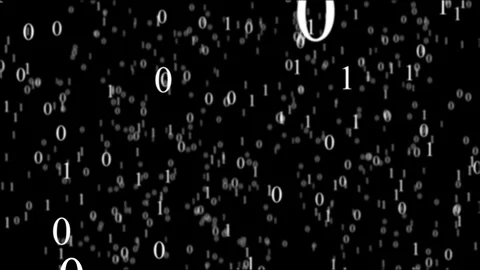 Binary code in cyberspace. White zero and a one on a black background. Animat 動画素材 89581409
