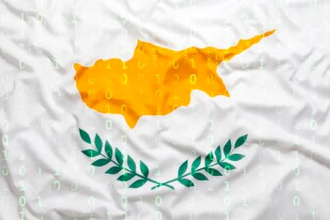 Binary code with Cyprus flag, data protection concept イラスト素材