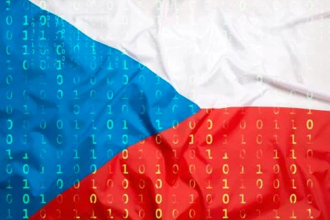 Binary code with Czech Republic flag, data protection concept イラスト素材