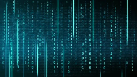 Binary code on a dark background. Abstract animated background from particles of Stock Footage 164990740
