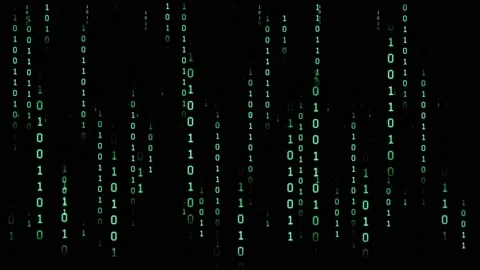 Binary code on a dark background. Abstract animated background from particles of Stock Footage 164990785