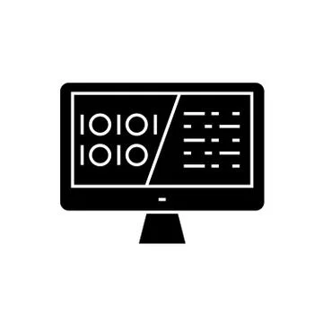 Binary code, data encryption black vector concept icon. Binary code, data Stock Illustration