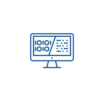 Binary code, data encryption line icon concept. Binary code, data encryption Stock Illustration
