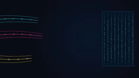 Binary code data grid with glowing data streams, illustrating cybersecurity.. 库存影片 348115474