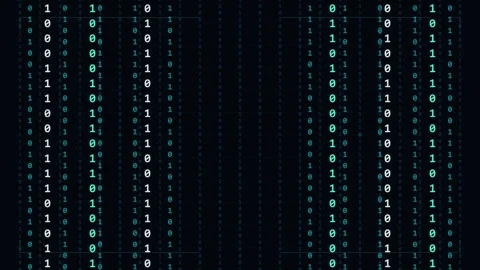 Binary code data stream animation with digital network security Video stock 347198723