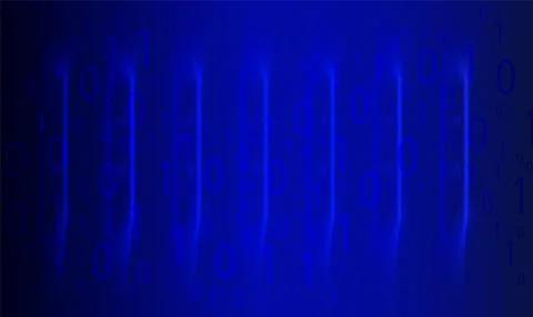 Binary Code Data Stream Background, A digital technology  of a blue binary code 스톡 일러스트