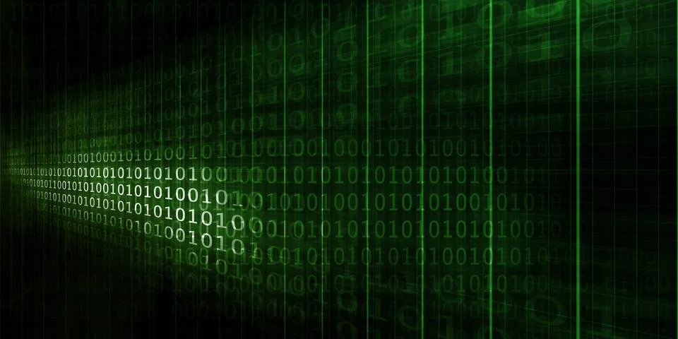 Binary Code Data Stream Technology Background Concept Illustrazione stock