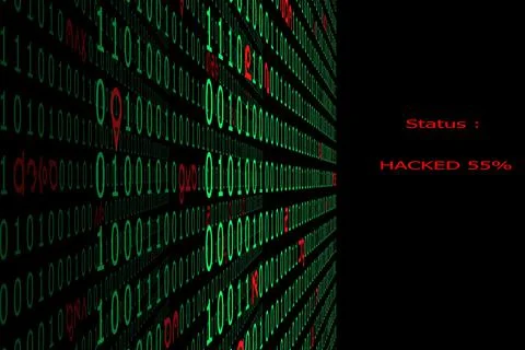 Binary code in databases are hit by hacking Foto stock