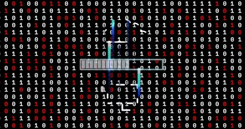 Binary code with digital lock and key animation over black background Stock Footage 304767285