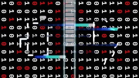 Binary code with digital lock and key animation over black background Stock Footage 312533055
