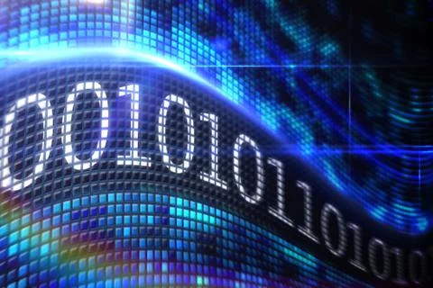 Binary code on digital screen 스톡 일러스트