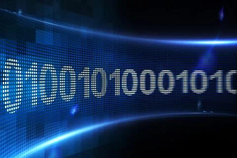 Binary code on digital screen 库存插图
