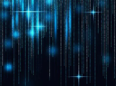 Binary code in digital space. 1s and 0s on black background イラスト素材